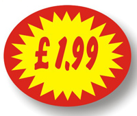 1.99  Promo Labels - 40x30mm Oval Special Price 