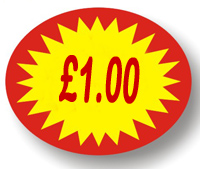 1.00 Promo Labels - 40x30mm Oval Special Price