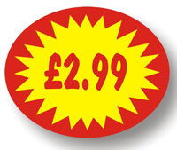 2.99 Promo Labels - 40x30mm Oval Special Price 