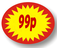 99P Promo Labels 40x30mm Oval Special Price 