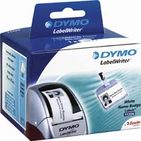 11356 Dymo Label Writer Labels, White Name Badge - Removable Adhesive - S0722560